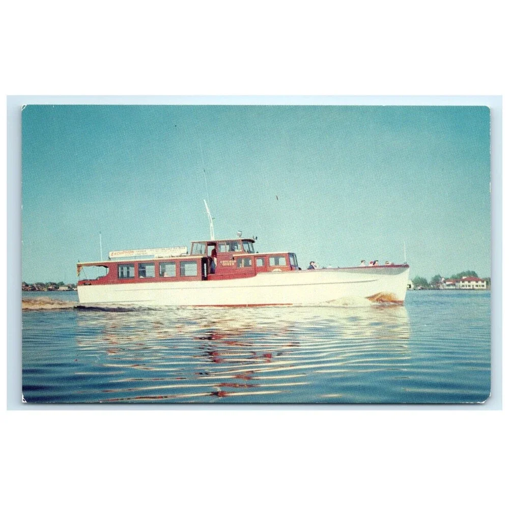 Vintage‎ Minnesota Postcard Duluth Chicago Queen Excursion Yacht Boat Nautical